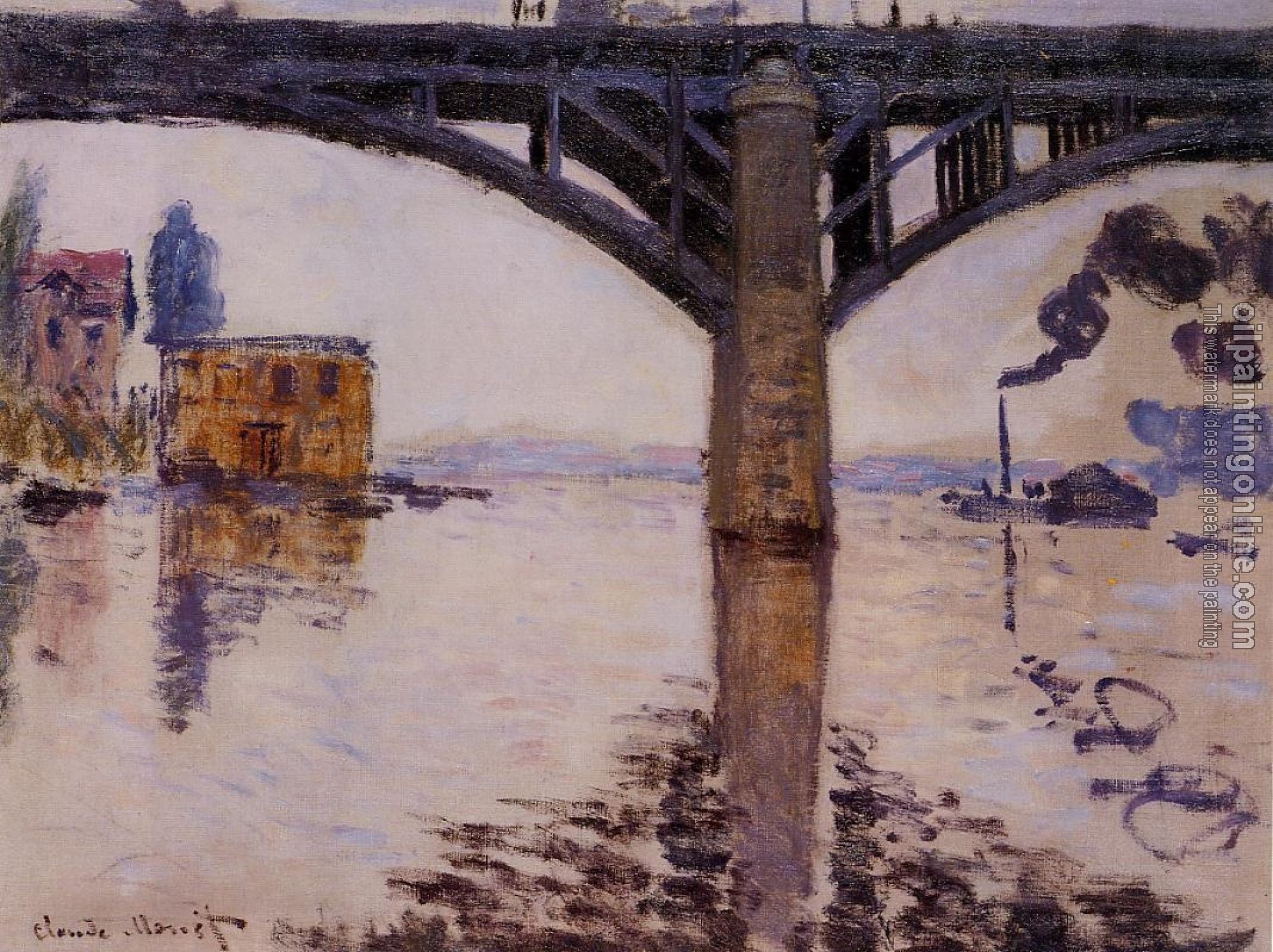 Monet, Claude Oscar - The Road Bridge at Argenteuil